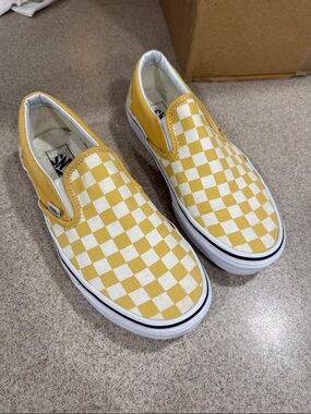 Vans Slip-On Checkerboard Sneakers - Yellow & White